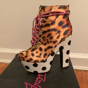 Iron Fist Cheetah Print+Polka Dots Platform Bootie